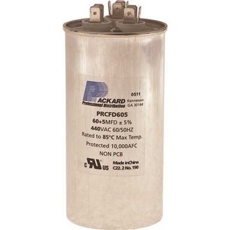 Packard Titan 440/370-Volt 35+7.5 MFD Pro Run Capacitor Round TRCFD3575